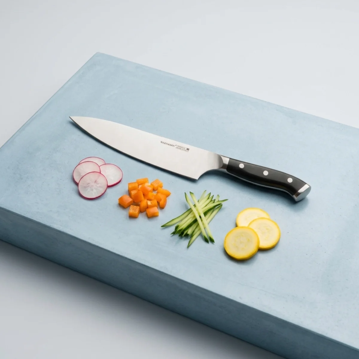 Wartmann Pro-series koksmes van robuust rvs snijdt moeiteloos.